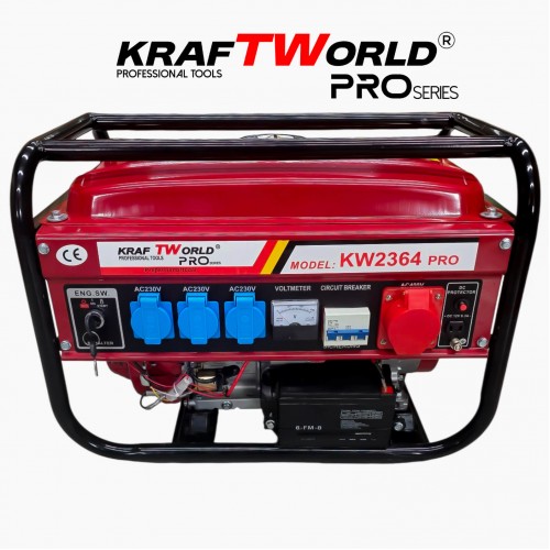 Четиритактов Бензинов генератор KraftWorld PRO 4.5 kW Агрегат за ток с електрически старт и акумулатор Четиритактов Бензинов генератор KraftWorld PRO 4.5 kW Агрегат за ток с електрически старт и акумулатор