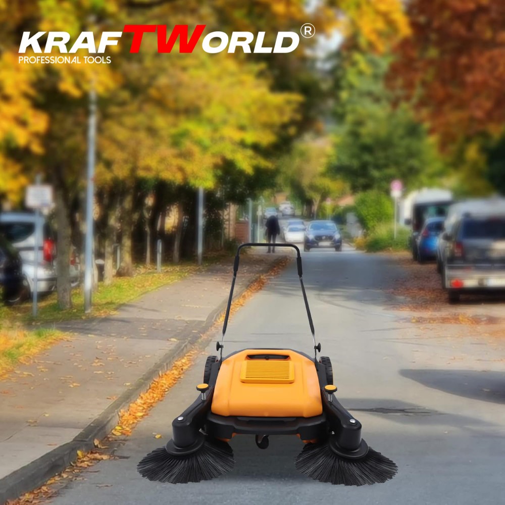 Механична машина за метене KraftWorld с 45л контейнер и 105см ширина ...