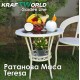 Кръгла Ратанова Маса с Закалено Стъкло – Модел Teresa, Подходяща за Балкон и Градина