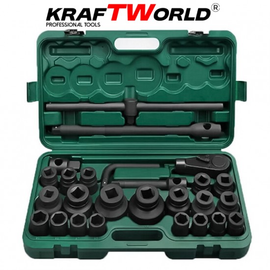 Камионджийско гедоре 26 части KraftWorld – 3/4″ & 1″, ударни вложки 21–65 мм Камионджийско гедоре 26 части KraftWorld – 3/4″ & 1″, ударни вложки 21–65 мм