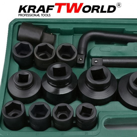 Камионджийско гедоре 26 части KraftWorld – 3/4″ & 1″, ударни вложки 21–65 мм Камионджийско гедоре 26 части KraftWorld – 3/4″ & 1″, ударни вложки 21–65 мм