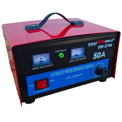 Зарядно за акумулатори KraftWorld KW-2746 – 50A, 12V/24V, Бързо и Ефективно