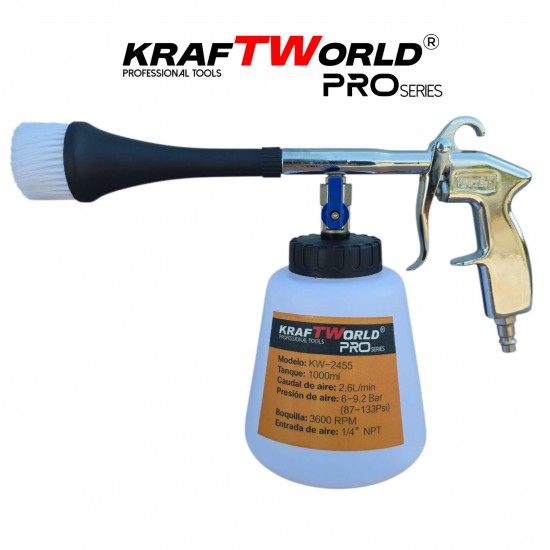 Професионален пневматичен пистолет KraftWorld KW-2455 авто детайлинг, кожа и текстил, 6-9 bar Професионален пневматичен пистолет KraftWorld KW-2455 авто детайлинг, кожа и текстил, 6-9 bar