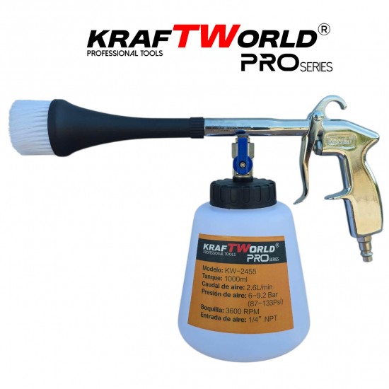 Професионален пневматичен пистолет KraftWorld KW-2455 авто детайлинг, кожа и текстил, 6-9 bar Професионален пневматичен пистолет KraftWorld KW-2455 авто детайлинг, кожа и текстил, 6-9 bar