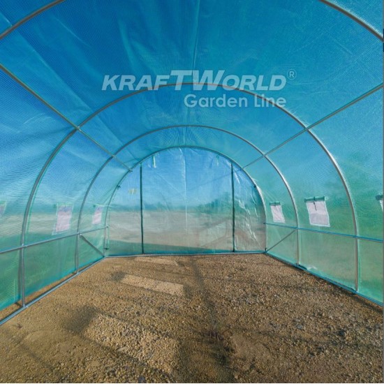 Премиум тунелна оранжерия с навиващи страни /парник KraftWorld 8×3×2м – 16 прозореца, стоманена конструкция,армирано покритие