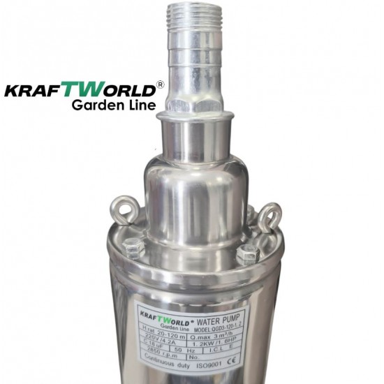 Потопяема сондажна помпа KraftWorld 1.2kW | Диаметър 100 мм | 1″