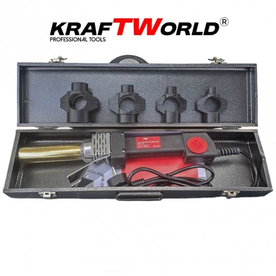 Поялник за PPR тръби KraftWorld 2500W с 4 тефлонови накрайника