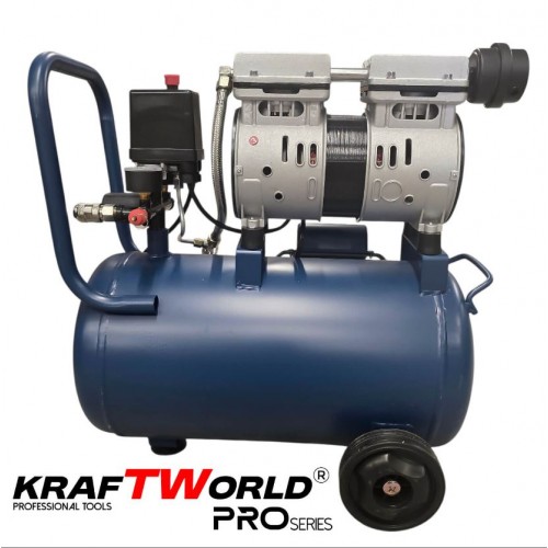 Безмаслен бутален компресор 25L KraftWorld PRO Series KW-2852 – тих, компактен и мощен